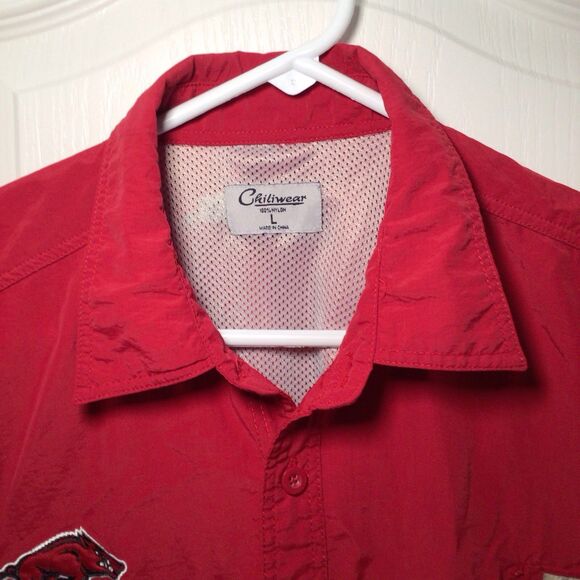 Vintage Arkansas Razorbacks Chiliwear Mens Large Short Sleeve Button Up Shirt - Picture 5 of 16